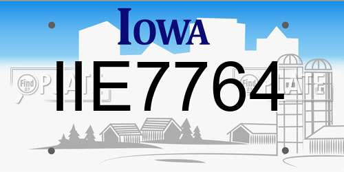 IIE7764 Iowa License Plate