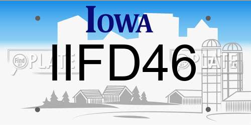 IIFD46 Iowa License Plate