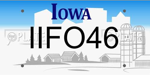 IIFO46 Iowa License Plate