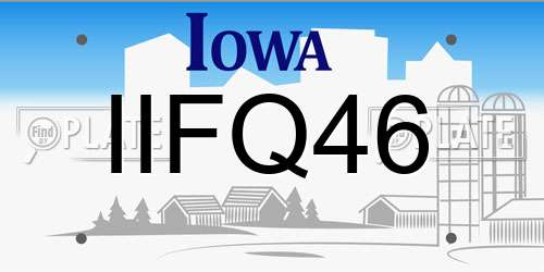 IIFQ46 Iowa License Plate