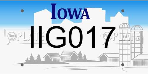 IIG017 Iowa License Plate