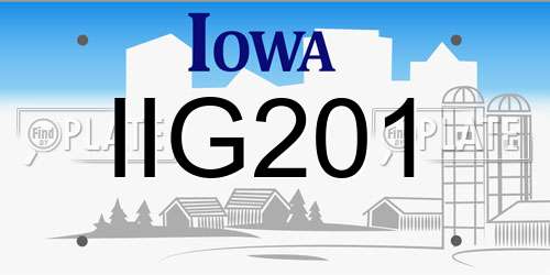 IIG201 Iowa License Plate