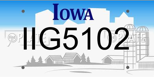 IIG5102 Iowa License Plate