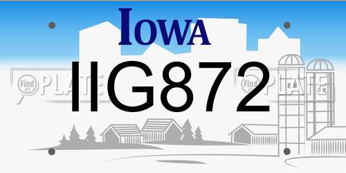 IIG872 Iowa License Plate