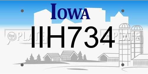 IIH734 Iowa License Plate