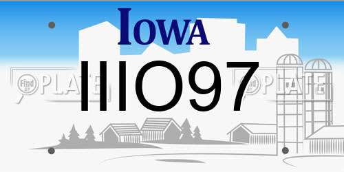 IIIO97 Iowa License Plate