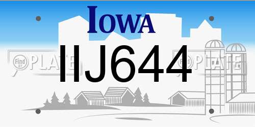 IIJ644 Iowa License Plate