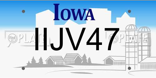 IIJV47 Iowa License Plate