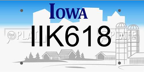 IIK618 Iowa License Plate