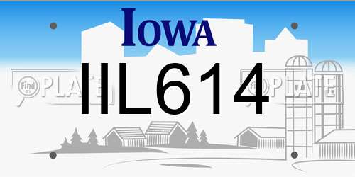 IIL614 Iowa License Plate