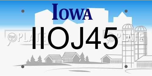 IIOJ45 Iowa License Plate