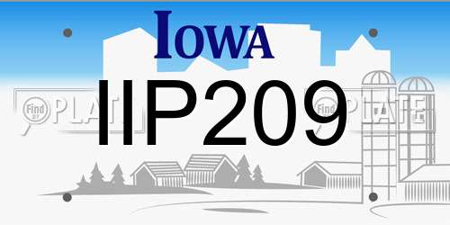 IIP209 Iowa License Plate
