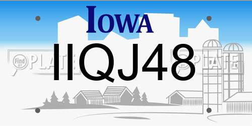 IIQJ48 Iowa License Plate