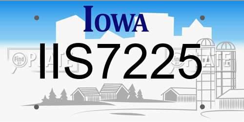 IIS7225 Iowa License Plate