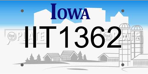 IIT1362 Iowa License Plate