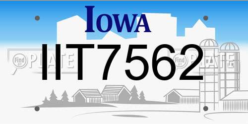 IIT7562 Iowa License Plate