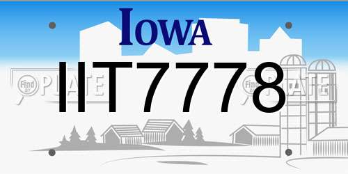 IIT7778 Iowa License Plate