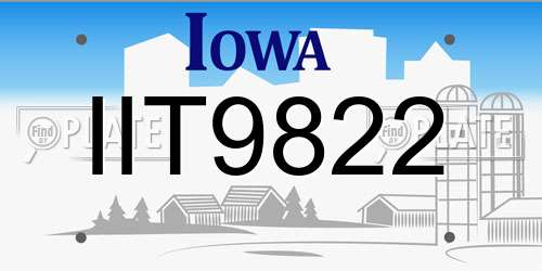 IIT9822 Iowa License Plate
