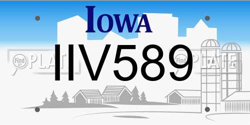 IIV589 Iowa License Plate