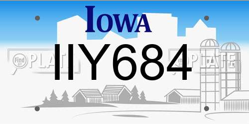 IIY684 Iowa License Plate