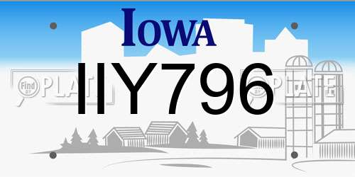 IIY796 Iowa License Plate