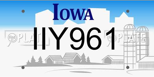 IIY961 Iowa License Plate