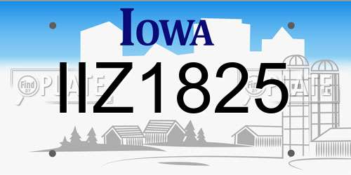 IIZ1825 Iowa License Plate