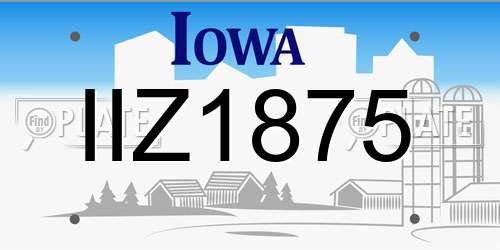 IIZ1875 Iowa License Plate