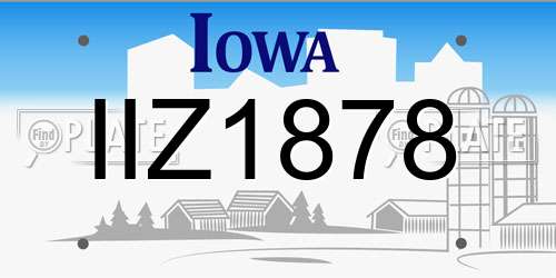 IIZ1878 Iowa License Plate