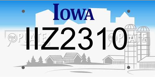 IIZ2310 Iowa License Plate