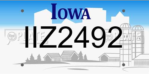 IIZ2492 Iowa License Plate