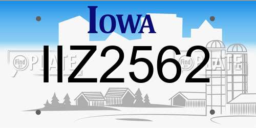 IIZ2562 Iowa License Plate