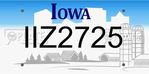 IIZ2725 Iowa License Plate