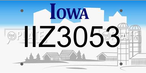 IIZ3053 Iowa License Plate