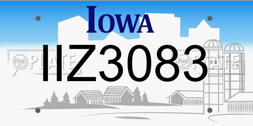 IIZ3083 Iowa License Plate