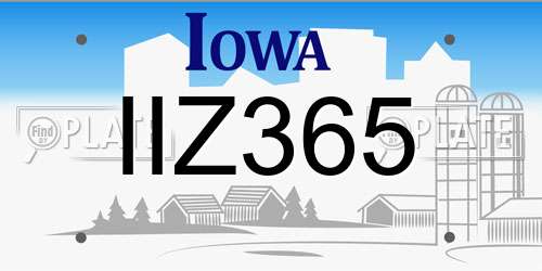 IIZ365 Iowa License Plate