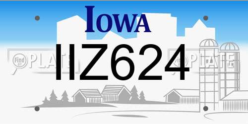 IIZ624 Iowa License Plate