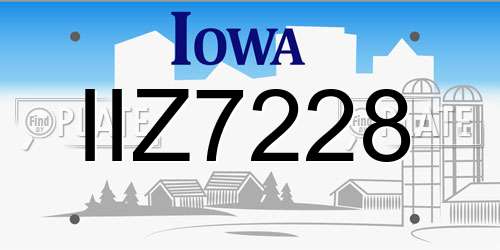 IIZ7228 Iowa License Plate