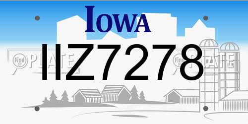 IIZ7278 Iowa License Plate