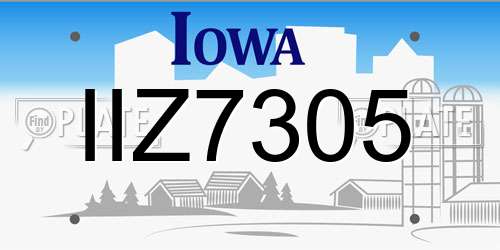 IIZ7305 Iowa License Plate