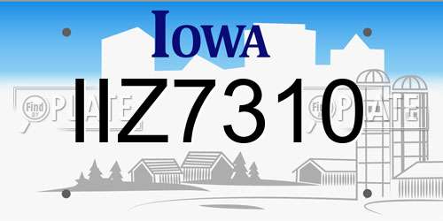 IIZ7310 Iowa License Plate