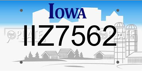 IIZ7562 Iowa License Plate
