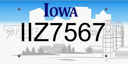 IIZ7567 Iowa License Plate