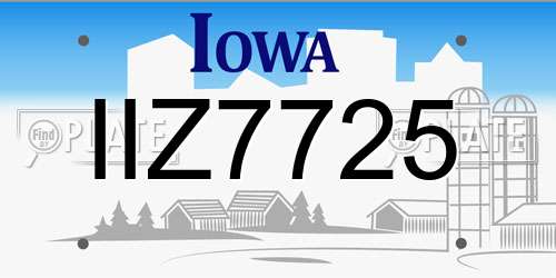 IIZ7725 Iowa License Plate