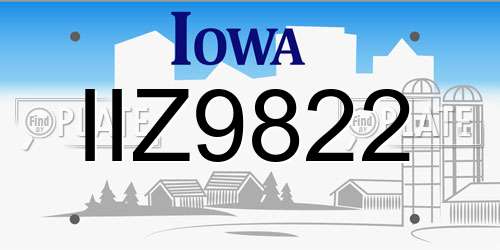 IIZ9822 Iowa License Plate