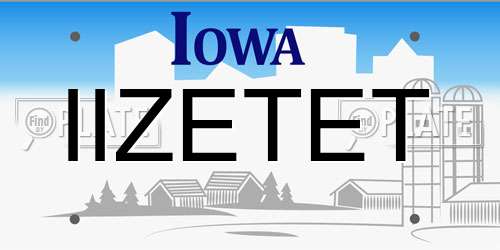 IIZETET Iowa License Plate