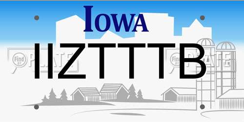 IIZTTTB Iowa License Plate