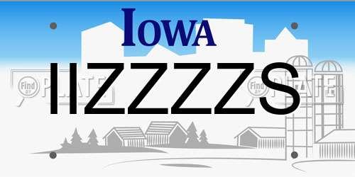 IIZZZZS Iowa License Plate