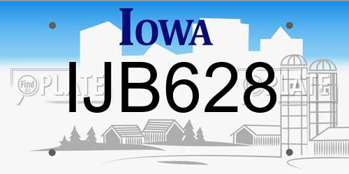 IJB628 Iowa License Plate