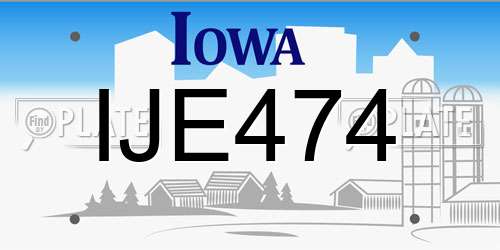 IJE474 Iowa License Plate